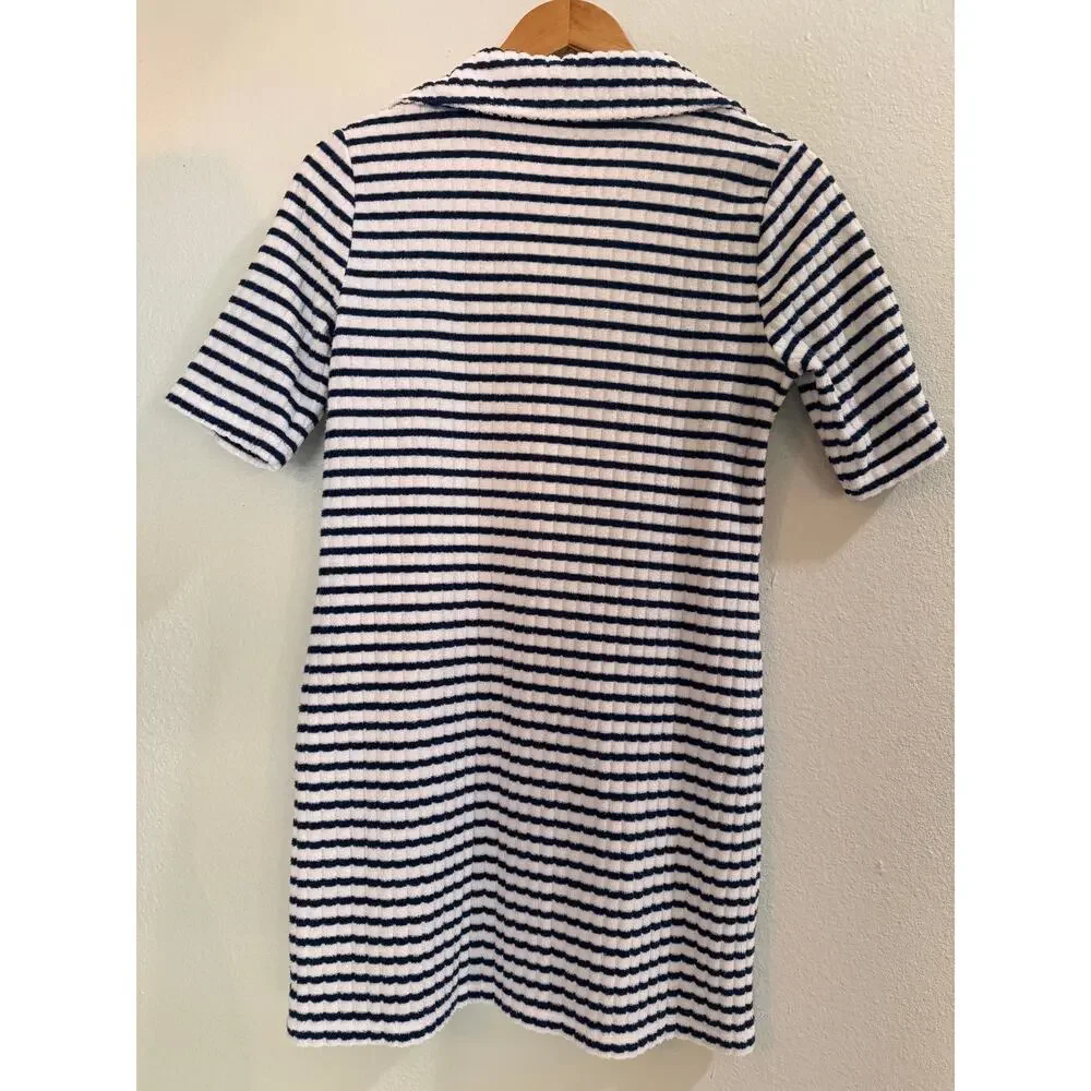 J. Crew Polo Mini Dress in Striped Towel Terry Size XS